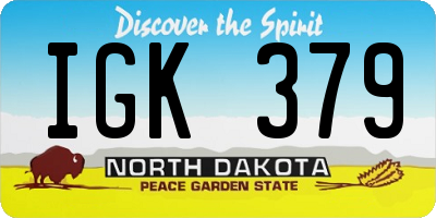 ND license plate IGK379