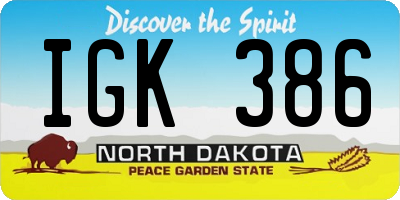 ND license plate IGK386