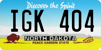 ND license plate IGK404