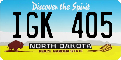 ND license plate IGK405