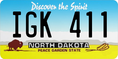 ND license plate IGK411