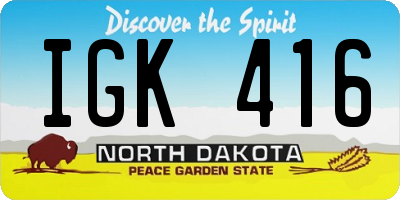 ND license plate IGK416