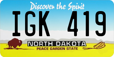 ND license plate IGK419