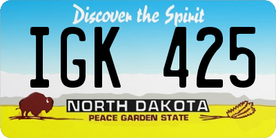 ND license plate IGK425