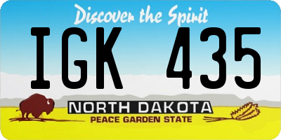 ND license plate IGK435