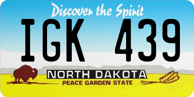 ND license plate IGK439