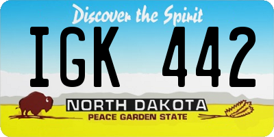 ND license plate IGK442