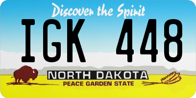 ND license plate IGK448