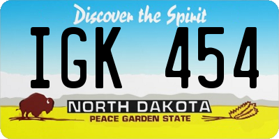 ND license plate IGK454