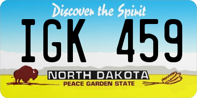 ND license plate IGK459