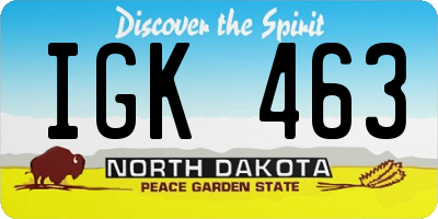 ND license plate IGK463