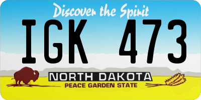 ND license plate IGK473