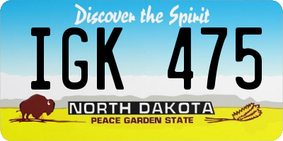 ND license plate IGK475