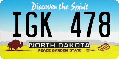 ND license plate IGK478