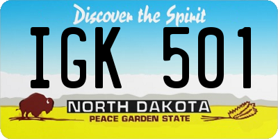 ND license plate IGK501