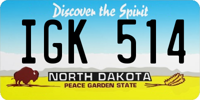 ND license plate IGK514