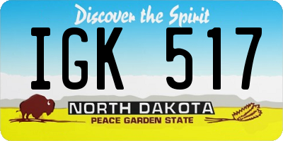 ND license plate IGK517