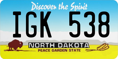ND license plate IGK538