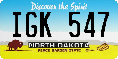ND license plate IGK547
