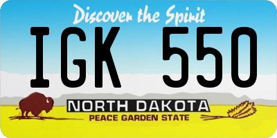 ND license plate IGK550