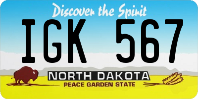 ND license plate IGK567
