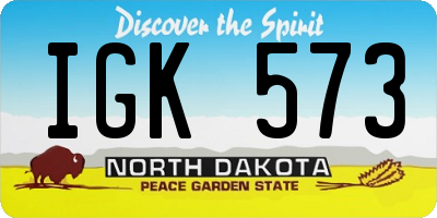 ND license plate IGK573