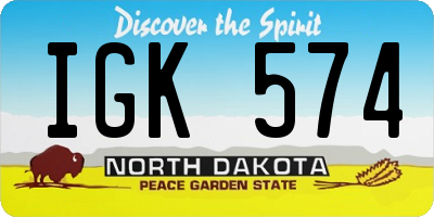 ND license plate IGK574