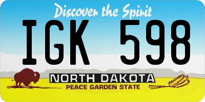ND license plate IGK598