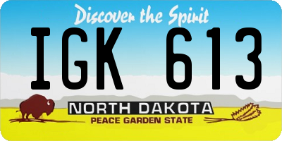 ND license plate IGK613