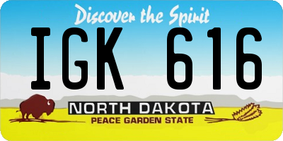 ND license plate IGK616