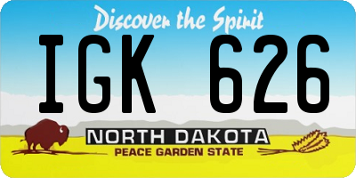ND license plate IGK626