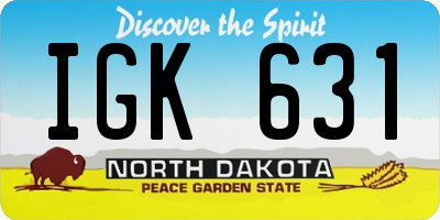 ND license plate IGK631