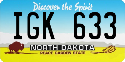 ND license plate IGK633