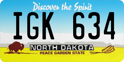 ND license plate IGK634