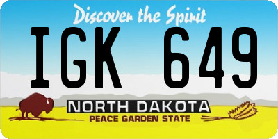 ND license plate IGK649