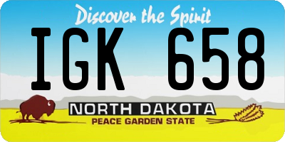 ND license plate IGK658