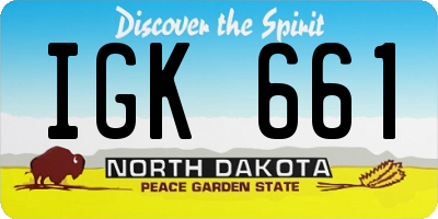 ND license plate IGK661