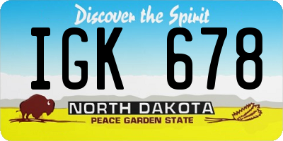 ND license plate IGK678