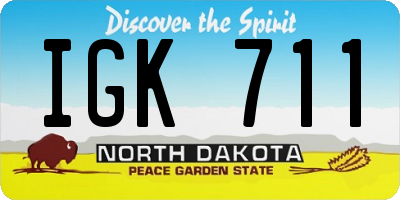 ND license plate IGK711