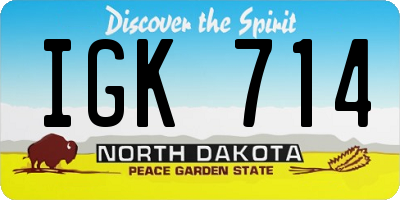 ND license plate IGK714