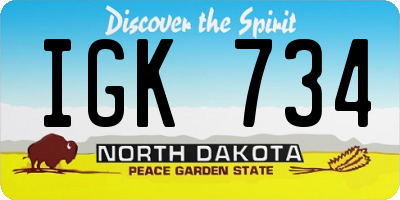 ND license plate IGK734