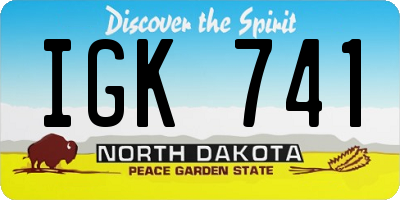 ND license plate IGK741