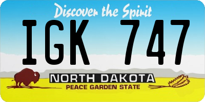 ND license plate IGK747