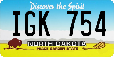 ND license plate IGK754