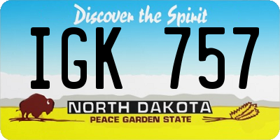 ND license plate IGK757