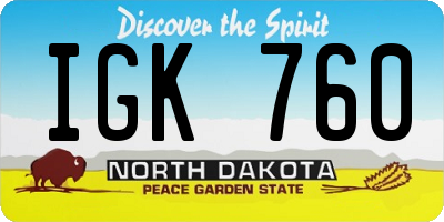 ND license plate IGK760