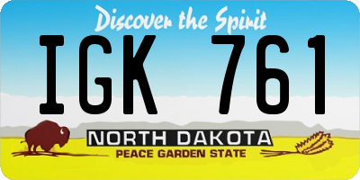 ND license plate IGK761