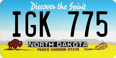 ND license plate IGK775