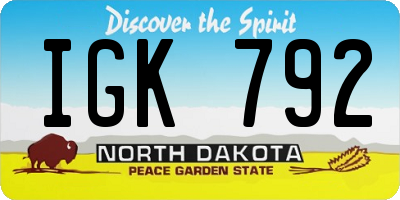ND license plate IGK792