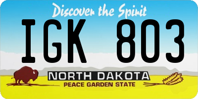 ND license plate IGK803